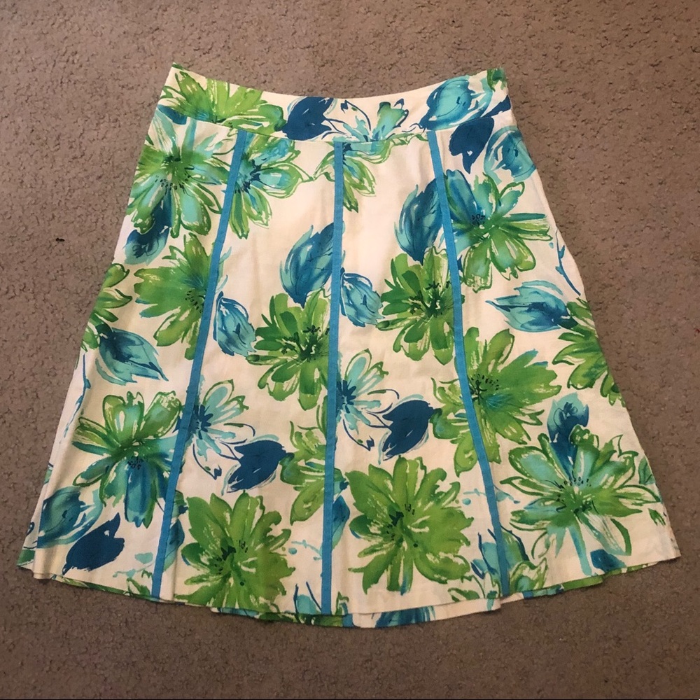 Green & Turquoise Floral Skirt
